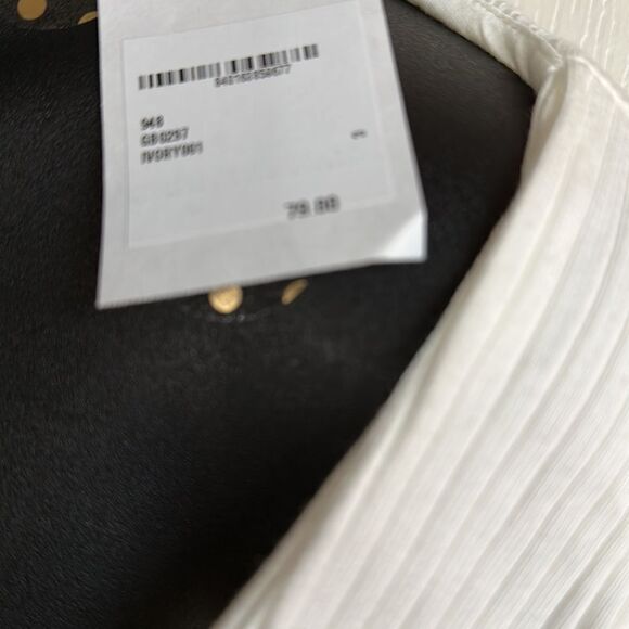 GOOD American RIBBED SCOOP-NECK Snap Bottom BODYSUIT Body Shirt Lg Ivory NWT - Picture 6 of 8